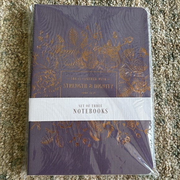 Christian Art Gifts Other - NWT Set of 3 Elegant Notebooks with Gold Detailing “STRENGTH & DIGNITY”
